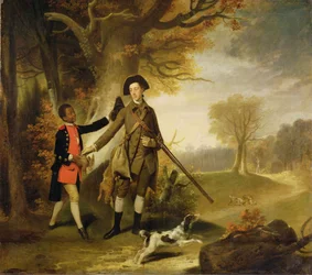 El tercer duque de Richmond (1735-1806) cazando con su sirviente, c.1765