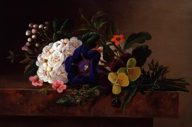 Naturaleza muerta de flores de primavera. Pintura de Johan Laurentz Jensen (1800-1856) Colección particular.