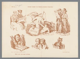 Caricatura de los diferentes tipos de lectores de periódicos, 1870 Algunos lectores de periódicos holandeses (título sobre objeto)