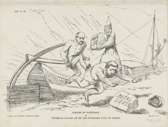 Caricatura sobre Bismarck y la Confederación Alemana, 1866 Limburg and Austria or Two Ways to Leave the German Confederation (título sobre el objeto)