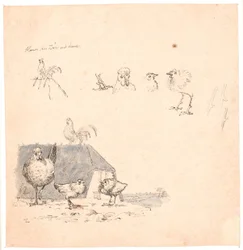 Los polluelos. Ilustración para "Fábulas para niños" de Kaalund