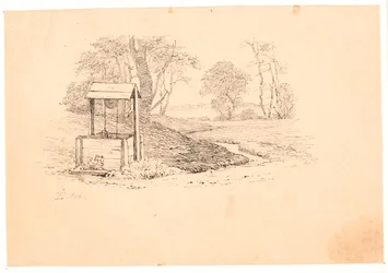 Kilden. Ilustración para "Fabler for Børn" de Kaalund. Ver comentario del catálogo de archivos.