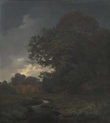 Paisaje en clima nublado. Tarde