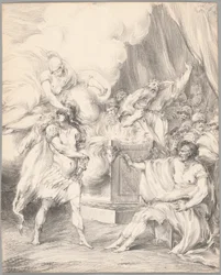 Aquiles inmovilizado por Atenea en la tienda de Agamenón, de la Ilíada, Libro I