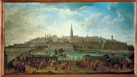 Viena vista desde la Rotenturm-Gate ... (óleo sobre lienzo)