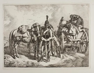 Dragón austriaco junto a un carro