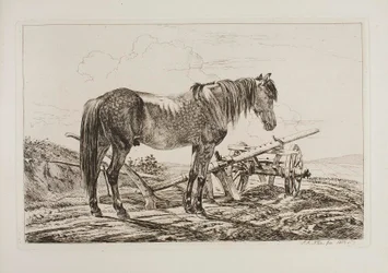Caballo junto a un arado