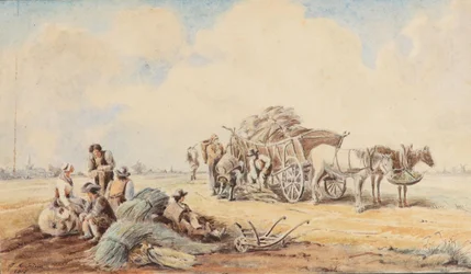 Johann Adam Klein Coche de caballos y trabajadores del campo descansando