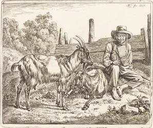 Pastor con dos cabras