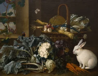 Naturaleza muerta con conejo (óleo sobre lienzo)