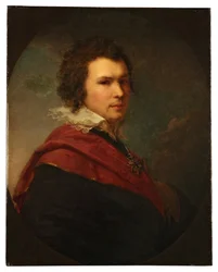 Retrato del poeta ruso Apollon Alexandrovich Maykov - Óleo sobre lienzo de Johann Baptist von Lampi le Jeune (1775-1837)