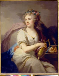Retrato de la princesa Ekaterina Fyodorovna Dolgorukova (Dolgorukova) (1769-1849) en Hebe. Pintura de Johann Baptist von Lampi la ingle (1751-1830), óleo sobre lienzo. arte austriaco