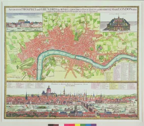 Mapa aéreo de Londres y vista al otro lado del Támesis desde South Bank, con St. Paul
