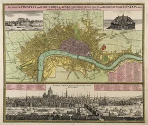 Mapa y Perspectiva de Londres, c.1710