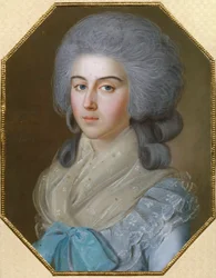 Retrato de la condesa Anna Alexandrovna Golitsyna (1739-1816), baronesa Stroganova, esposa de Mikhail Mikhailovitch Golitsyn (1731-1806) - Dibujo de Johann Bardou (1745-1788)