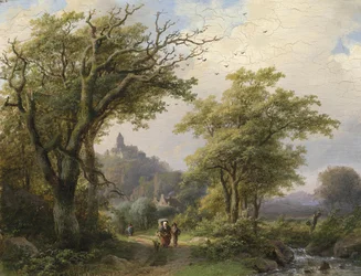 Caminante junto al arroyo