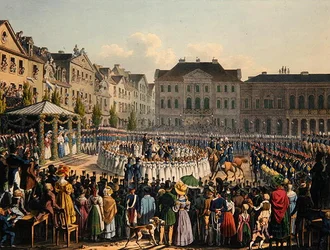 Ceremonia de Consagración de la Bandera de la Guardia Ciudadana de Kassel en 1831