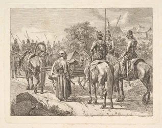 Cosacos escoltando el cassone del regimiento, 1815