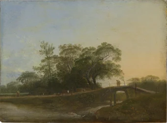 Paisaje con puente peatonal