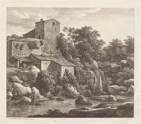 Casa junto a un arroyo de montaña