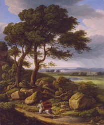 Alemán: Paisaje tormentoso con jinete.