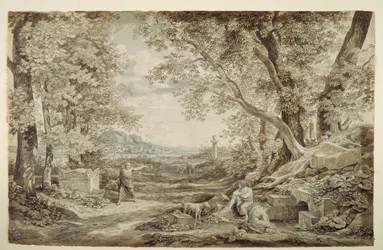 Paisaje con monumentos antiguos («La invención del capitel corintio»)