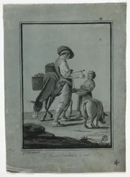 Campesino vendedor ambulante de manzanas