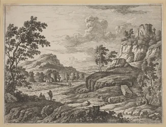 Paisaje con dos torres en ruinas