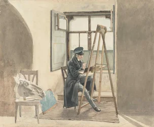 El pintor Johann Adam Klein ante su caballete