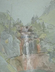 Paisaje con una cascada