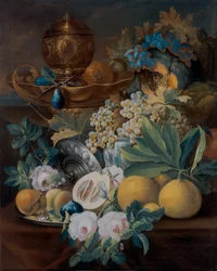 Bodegones con frutas y flores