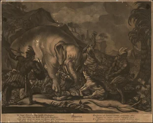 Ca. 1770 mezzotinta alegórica de América