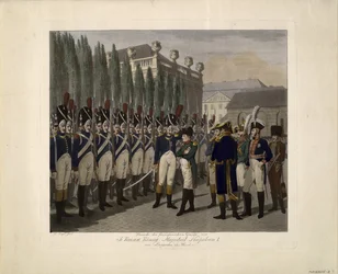 Desfile de la Guardia Francesa en el Lustgarten en Berlín en 1806