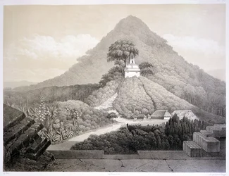 Vista pintoresca en el Templo de la Cruz, Palenque, lámina 20 de 