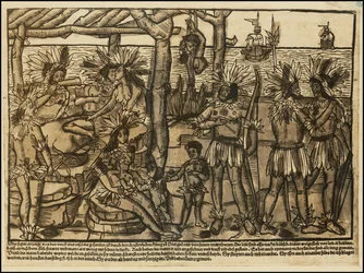 Ilustración del siglo XVI de Johann Froschauer sobre los nativos americanos