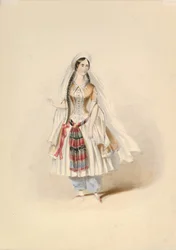 Estudio de Vestuario para Rubia en El Rapto en el Serrallo de W.A. Mozart, ca. 1830-50