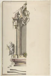 Diseño para un Altar Aedicular con San Pablo a la Izquierda, mediados del siglo XVIII