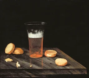 Bodegón con vaso de cerveza