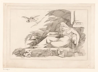 Mujer dormida con Cupido