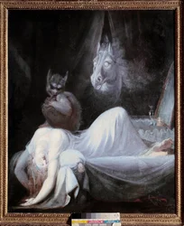 La pesadilla. Pintura de Johann Heinrich Füssli (Fuseli) (1741-1825), escuela suiza
