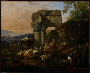 Paisaje romano con ganado y pastores, 1676