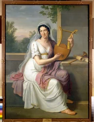 Retrato de la cantante española Isabelle Colbran (1785-1845) sosteniendo una lira. Pintura de Johan Heinrich Schmidt (1749-1829) 1817 Milán, museo del Teatro alla Scala