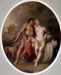 Venus et Adonis (Venus y Adonis). Pintura de Johann Heinrich Wilhelm Tischbein (1751-1829) (también conocido como Goethe-Tischbein o Goethe Tischbein). Huile sur toile