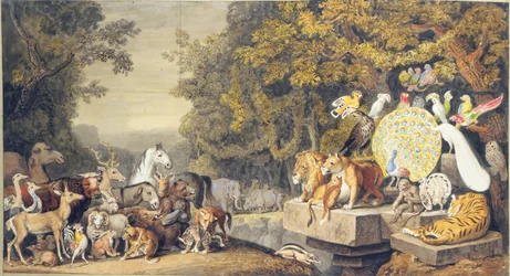 La corte de los animales, ilustración del Canto IV de "Reineke Fuchs" de Goethe