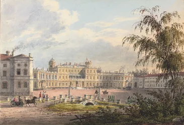The Imperial Palace, Gatchina (lápiz y acuarela realzados con blanco y goma arábiga sobre papel)