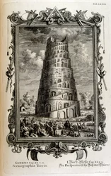 Plano de la Torre de Babel vista lateralmente