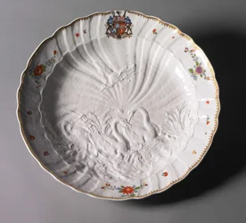Plato del Servicio del Cisne, fábrica de porcelana de Meissen, Alemania, c.1737-1741