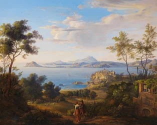 Johann Joachim Faber La bahía de Pozzuoli, cerca de Nápoles 1829