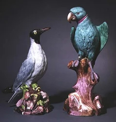 Figuras de Meissen Augustus Rex de un charrán y un periquito