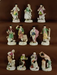 Once figuras de artesanos